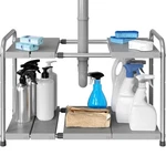 Simple Houseware Under Sink 2-TIER Heavy Duty Expandable Rack Organizer, Adju.... Fixed Price $37.61.