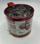 Art + Cook Stainless Steel Flour Sieve With 3 Cup Meter Red. Fixed Price $19.00.