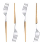 Wooden Handle Stainless Steel Flatware Set, Metal Forks Home Kitchen Rest.... Fixed Price $15.97.