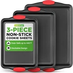Nutrichef 3-PIECE Cookie Sheets For Baking, Non-stick Pans Set With Silic. Fixed Price $28.33.