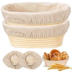 Banneton Bread Proofing Basket Set 2 10IN Oval Rattan Linen Liners Baking Suppli. Fixed Price $37.34.