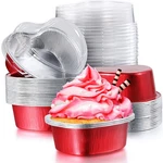 40 Sets Aluminum Foil Cake Pan Heart Shaped 3.46 X 3.15 1.18 Inches, Red. Fixed Price $23.23.