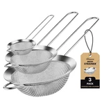 3 Piece Mesh Strainers, Stainless Steel For Sifting, Straining, Cook.... Fixed Price $16.12.