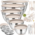 Mixing With Lids 26PCS Stainless Steel Set Khaki Kitchen Food Storage. Fixed Price $73.58.