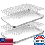 Teamfar 16"X12" Stainless Steel Baking Sheet Pan With Cooling Rack Set 4-PCS. Fixed Price $50.19.