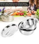 Multifunctional Stainless Steel Basin Grater - 3 1 With Strainer Bowl (28CM). Fixed Price $52.00.