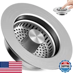 3-IN-1 Kitchen Sink Strainer Stopper SUS304 Stainless Steel Pop Up Anti-clog. Fixed Price $18.56.