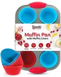 Boxiki Kitchen Non-stick Steel 6 Cup Muffin Pan With Silicone Handles Reusab. Fixed Price $61.60.
