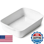 Hombene 3.3 Qt White Ceramic Casserole Dish, Lasagna Pan, Oven Safe, 8.7" X 11.8. Fixed Price $48.75.