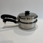 Saladmaster 3 Pc Double Boiler Tri-clad Vintage 18-8 Stainless Steel Vapo Lid. Fixed Price $79.00.