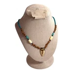 Arrowhead Beaded Necklace Turquoise & Wood Nut Seed Accents Natural Stone 17". Fixed Price $49.99.