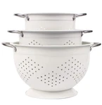 Rorence Powder Coated Steel Colanders 1.5, 3, Qt Set Of - White. Fixed Price $55.56.