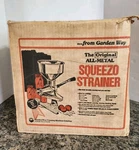 Vintage Garden Way Squeezo Strainer W/ Box Vegetable Tomato Fruit. Fixed Price $59.98.