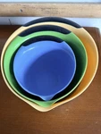 Oxo 3 Piece Plastic Mixing Set Nesting With Rubber Grip. Fixed Price $13.95.