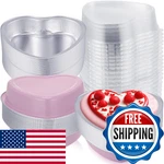 Fainne 100 Sets Mother's Day 5" Aluminum Foil Heart Shaped Cake Pans With Clear. Fixed Price $76.02.