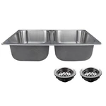 Recpro Stainless Steel Rv Sink 27" X 16" Double Bowl W/ Basket Strainer. Fixed Price $124.95.