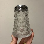 Vintage Fostoria American Clear Sugar Shaker Glass W/ Metal Lid 4.5". Fixed Price $55.00.