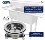 AA-137, 3-1/2 Commercial Sink Drain Strainer Kit With Removable. Fixed Price $14.98.