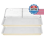 Ymiton Nonstick Ceramic Baking Sheet With Rack, 2-PACK 15X10 Jelly Roll. Fixed Price $43.17.