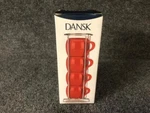 Dansk Classic Bfjord Chili Red Espresso Cups Set Of 4 With Rack - New. Fixed Price $24.95.