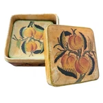 Vintage Jerywil Coasters Peaches Design Set Of 6 Square Storage Box. Fixed Price $12.33.