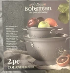 Bohemian 2PC Stainless Steel Colander Set 1.5 & 4.7 Qt Gray W/ Handles. Fixed Price $20.00.