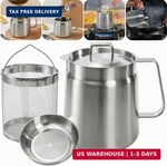Zavoos 304 Stainless Steel Oil Filter Pot, 68 Oz Deep Fryer With Strainer Ba. Fixed Price $44.54.