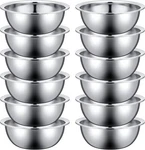 Set Of 12 Stainless Steel Mixing Bowls, Nesting Metal Prep Salad Bulk. Fixed Price $29.99.