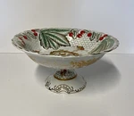 Vintage Decorating Touch Porcelain Cherry & Flower Design Fruit Pedestal Bowl. Fixed Price $21.00.