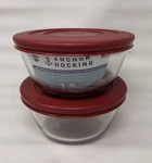 Anchor Hocking Glass Mixing Bowls Set Of 2, Cherry, 1.5 Quart - New. Fixed Price $27.00.