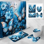 Litabel 4 Pcs Blue Floral Butterfly Shower 12.2"W X 17"L (pack Of 1),. Fixed Price $35.94.