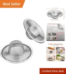 Compact 2PCS Heavy Duty Stainless Steel Drain Filter - Ideal For Kitchen & Bath. Fixed Price $13.99.