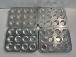 X4 Fox Run Stainless Steel Muffin & Cupcake Pans (12) 2"W Trays 9.5"X7.5". Fixed Price $40.00.