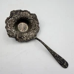 Godinger American Silversmiths Olde Bouquet Tea Strainer Repousse Floral 7". Fixed Price $59.99.