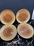 Set Of 4 Essential Home Brown Swirl Replacement Salad Plates 8.25 New In Box. Fixed Price $32.99.