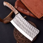High Polish Carbon Steel Forged Blade Cleaver Meat Chopper Pinecone Handle. Fixed Price $48.70.