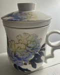 Teavana Blue Peony 3PC Floral Mug Cup Lid Strainer Loose Leaf Infuser Exc!. Fixed Price $12.00.