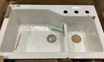 Damaged Kohler K-6411-3-FF Indio Undercounter Double-bowl Kitchen Sink Sea Salt. Fixed Price $189.95.