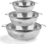 Teamfar Colander Set Of 3, Stainless Steel Perforated 1 + 5QT, Silver. Fixed Price $31.70.