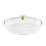 Jinsongdafa 10" X 7" Ceramic Oval Casserole Dish With Glass Lid, 30 Ounce White. Fixed Price $48.88.