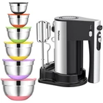 600W Electric Hand Mixer With Piece Mixing Bowls Airtight Lids Set, Mi.... Fixed Price $67.07.