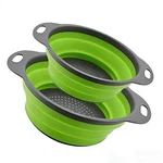 2 Pack Collapsible Colander Set Foldable Kitchen Strainer Pasta Veg Fruit Green. Fixed Price $17.99.