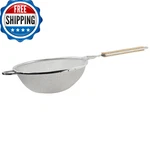 Winco 10.25" Fine Double Mesh Strainer, Medium, Tin, Tan. Fixed Price $38.96.