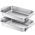 Funnymoom 2-PACK 9X13" Stainless Steel Cake Pans With Handle, Baking Roasting. Fixed Price $72.48.