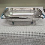 Rachael Ray Large Stainless Steel Colander With Blue Handles, Silver. Fixed Price $25.00.