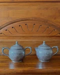 Vintage Wah Lee Pewter Dragon Creamer & Sugar Bowl Set. Fixed Price $145.00.
