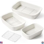 Ceramic Casserole Baking Dish Set, 3-PIECE With Handles, Large Lasagna Pans. Fixed Price $100.66.