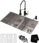33" Double Bowl Kitchen Sink Combo With Bolden Faucet & Soap Dispenser. Fixed Price $1166.99.