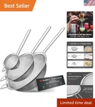 Fine Mesh Set Of 3, Stainless Steel Wire For Kitchen, Mult.... Fixed Price $34.30.