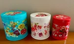 New Pioneer Woman 3 Pc Garden Meadow Tin Canisters Cottage Core. Fixed Price $52.88.